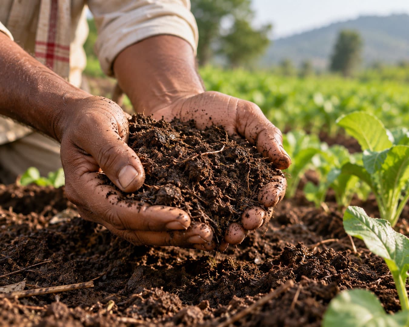 Rich living soil on an organic farm